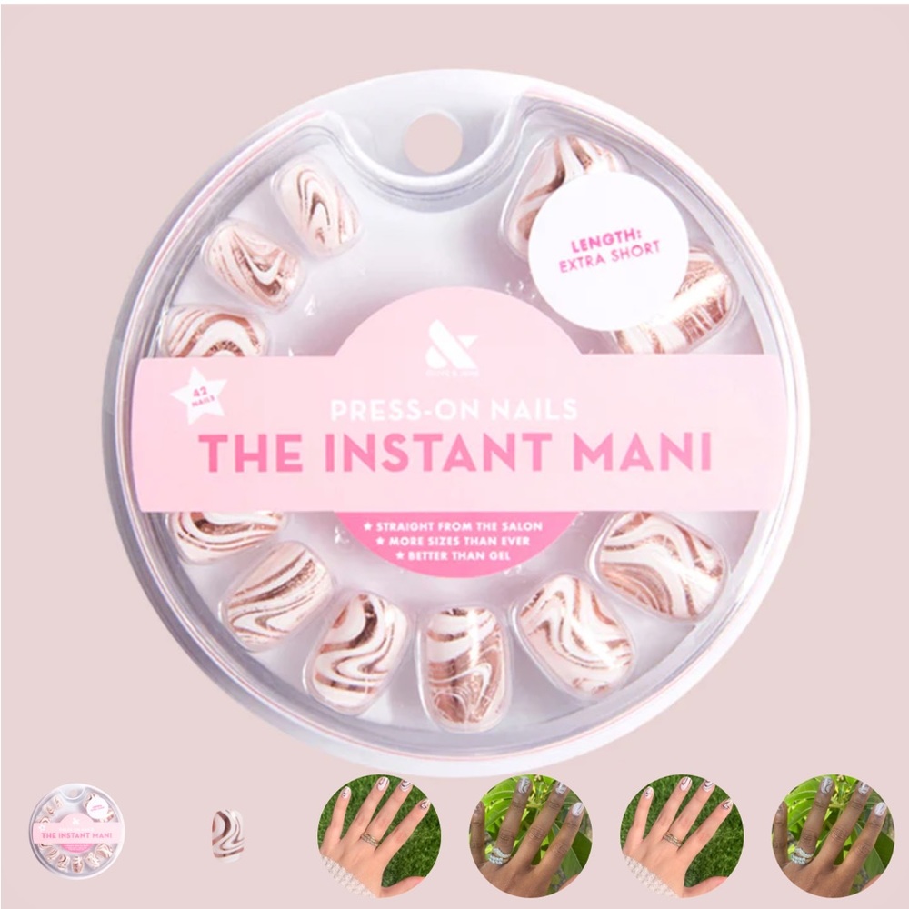 Extra Short “Marble Swirls” Olive & June Press-On Nails